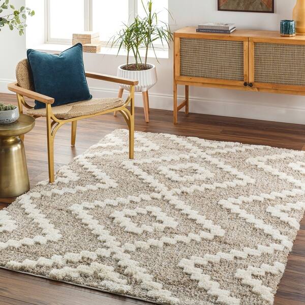 slide 2 of 18, Artistic Weavers Florida Boho Diamond Plush Area Rug Brown/Cream - 5'3" x 7'