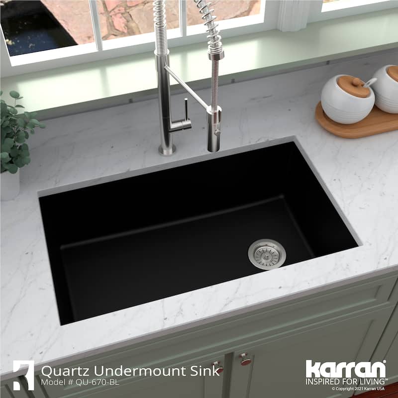 Karran Undermount Quartz 32 in. Single Bowl Kitchen Sink Kit