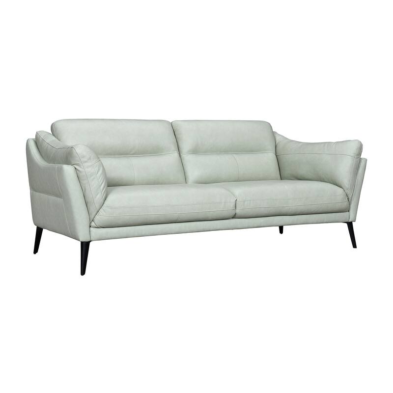 HomeRoots 87" Mint Green Leather Sofa With Black Legs
