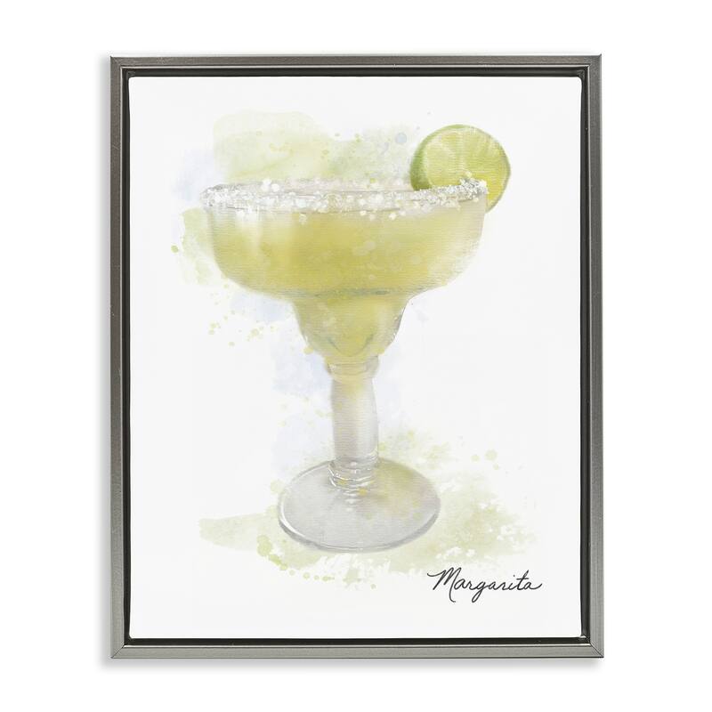 Stupell Soft Faded Margarita Framed Floater Canvas Wall Art Design By Matthew Piotrowicz - 17 x 21 - Grey