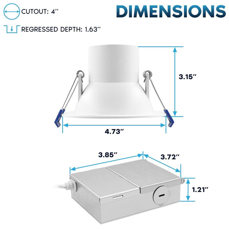 Luxrite 4 in. LED Recessed Ceiling Light J-Box 12W 5CCT 1160 Lumens Dimmable Wet Rated IC Rated