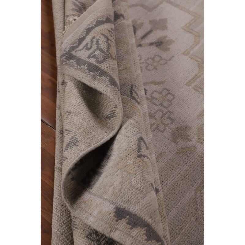 Geometric Heriz Serapi Indian Area Rug Hand-Knotted Wool Carpet - 8'9"x 11'8"