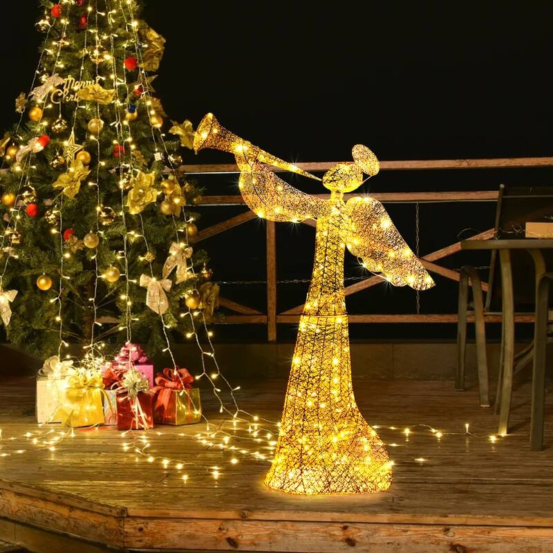4ft 130Led Warm White Garden Angel Decoration - Gold