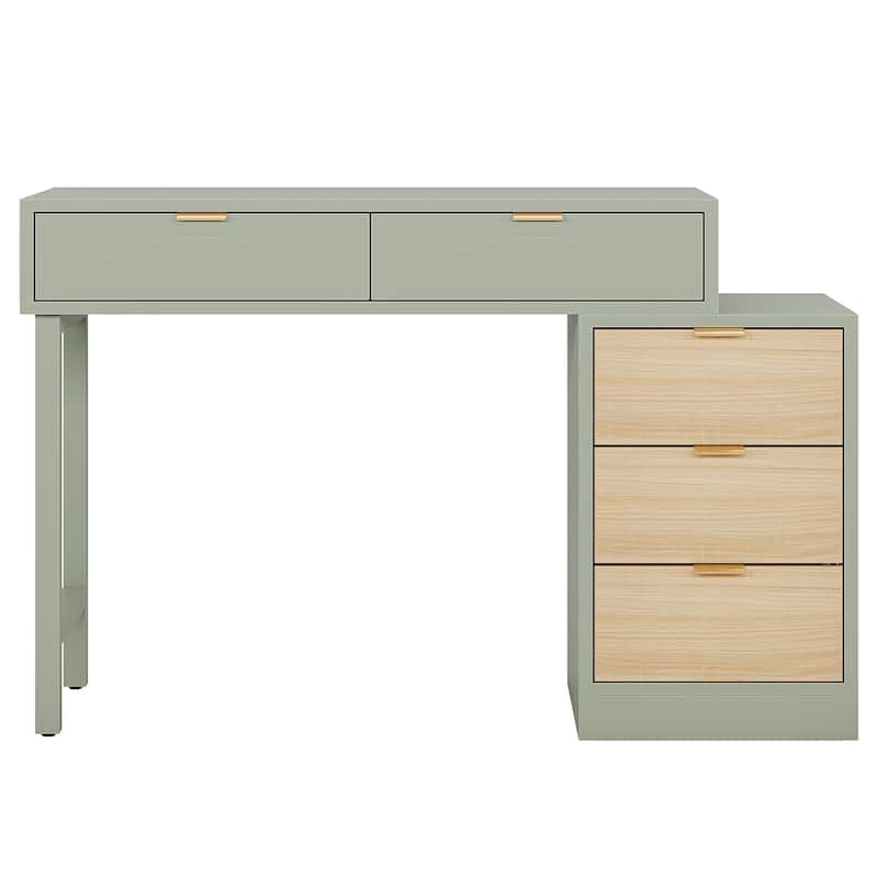 Modern Wood Makeup Vanity Desk Table with 5 Storage Drawers