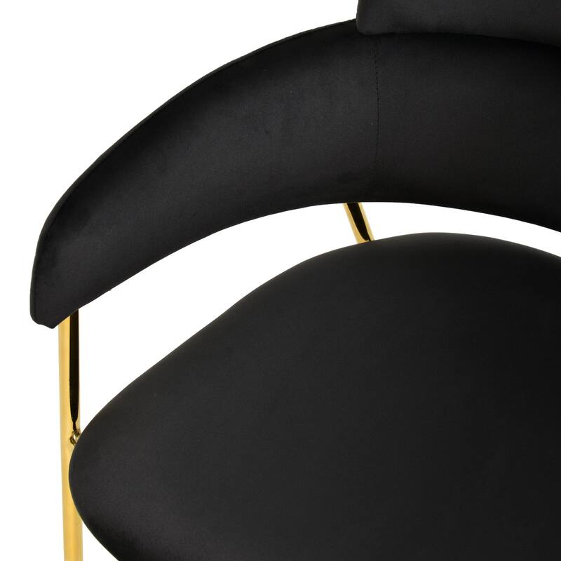 LeisureMod Axis Mid-Century Modern Upholstered Dining Chair with Curved Open-Back Design and Gold Steel Legs for Home & Kitchen