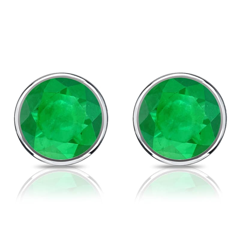 Auriya 14k Gold 1/3ctw Bezel-set Emerald Gemstone Stud Earrings