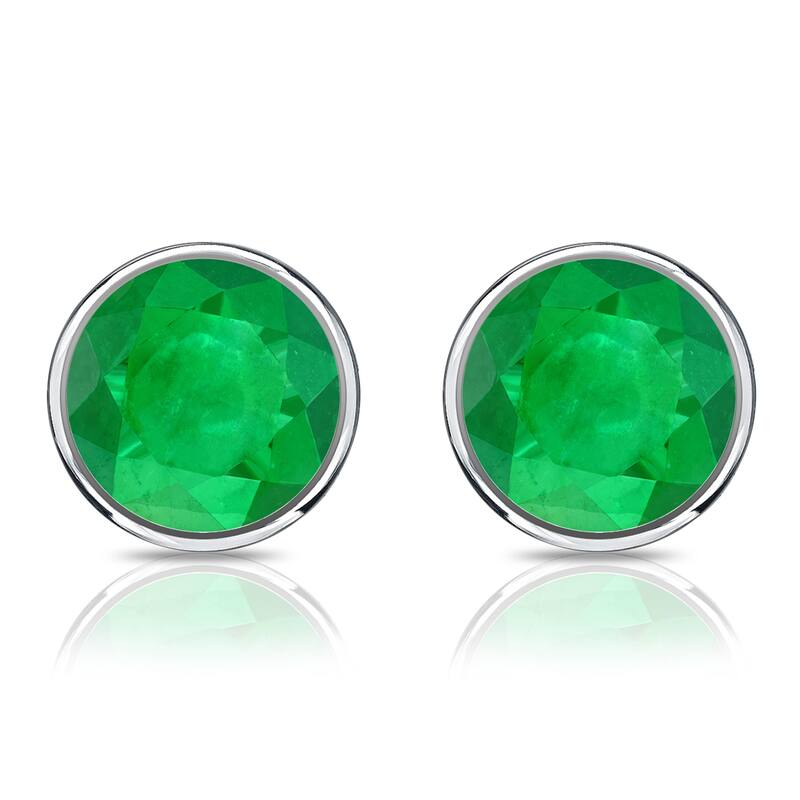 Auriya 14k Gold 3/5ctw Bezel-set Emerald Gemstone Stud Earrings