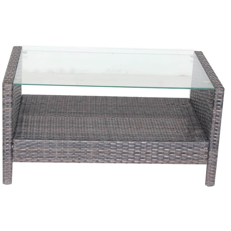 Outdoor patio Furniture Coffee Table with clear tempered glass