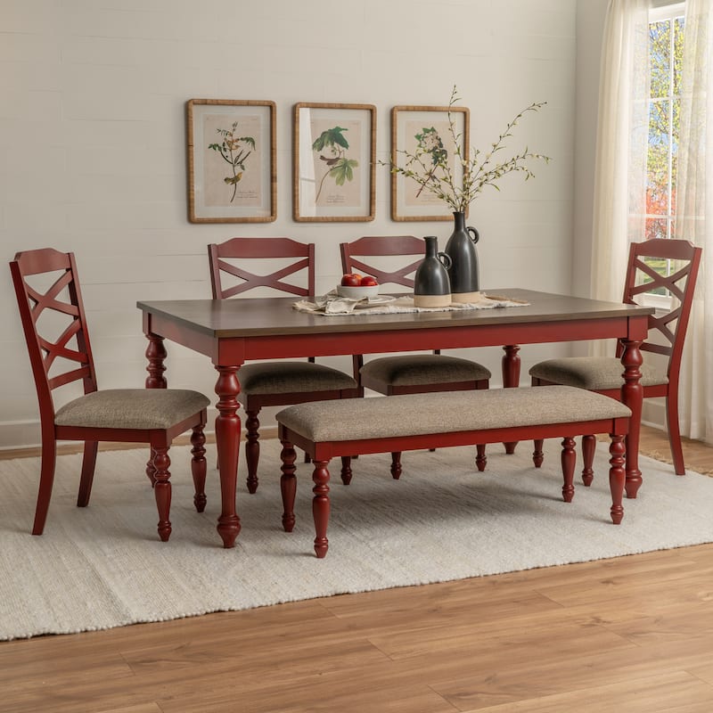 Aster 6PC Rectangle Dining Set - Red