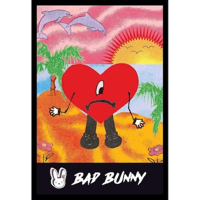 Bad Bunny Heart Framed Poster - 24 x 36 Inch