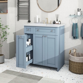 30" Bathroom Vanity with Single Sink, Bathroom Cabinet Set with Sink Combo, Wood Storage Bathroom Vanities with Undermount Sink