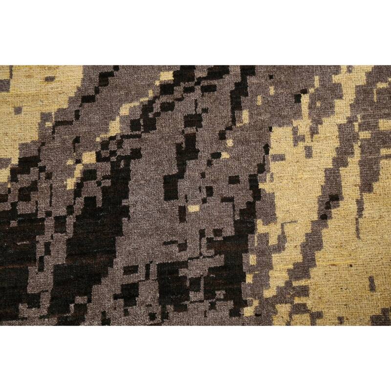 Vegetable Dye Abstract Contemporary Area Rug Hand-knotted Wool Carpet - 9'9" x 12'9"