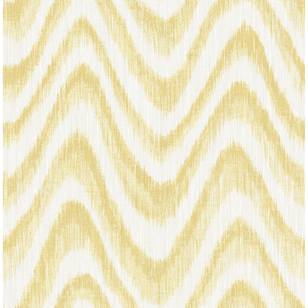A-Street Prints Bargello Yellow Faux Grasscloth Wave Wallpaper