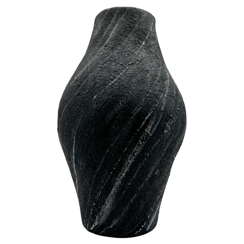 12 Inch Tall Modern Black Ceramic Vase