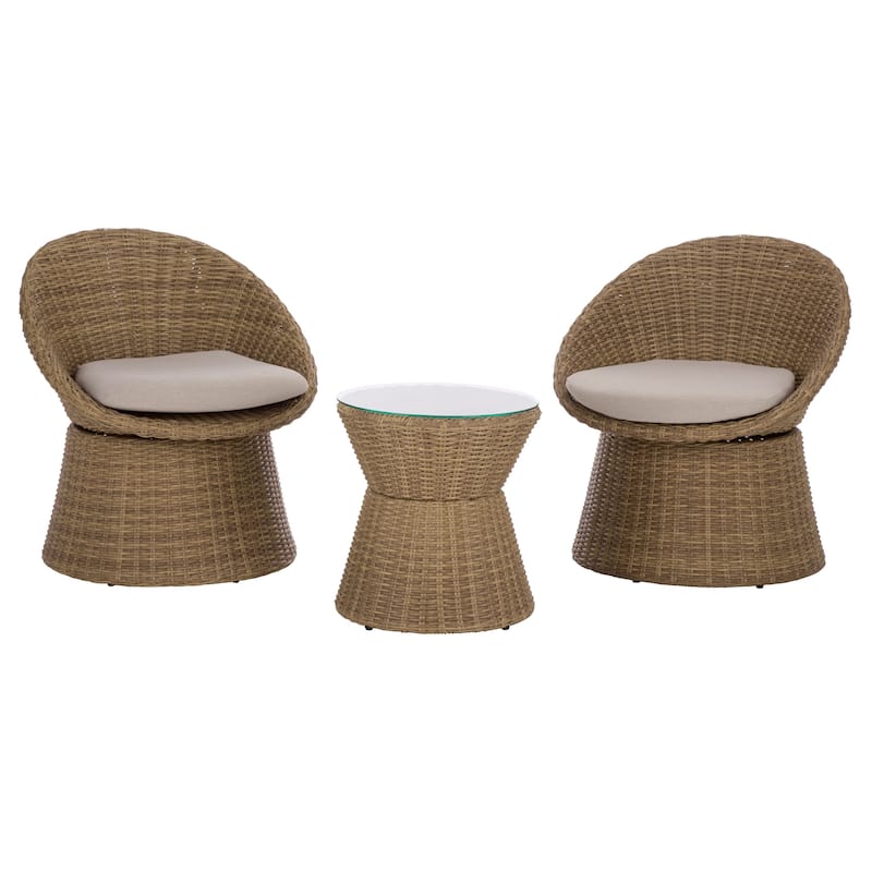 SAFAVIEH Outdoor Living Drew Swivel Bistro 3-piece Set - 27"W x 30"D x 32"H