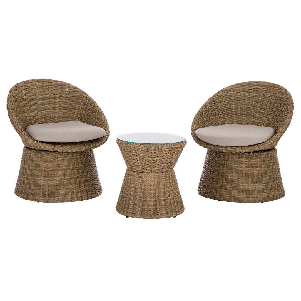 SAFAVIEH Outdoor Living Drew Swivel Bistro 3-piece Set - 27"W x 30"D x 32"H
