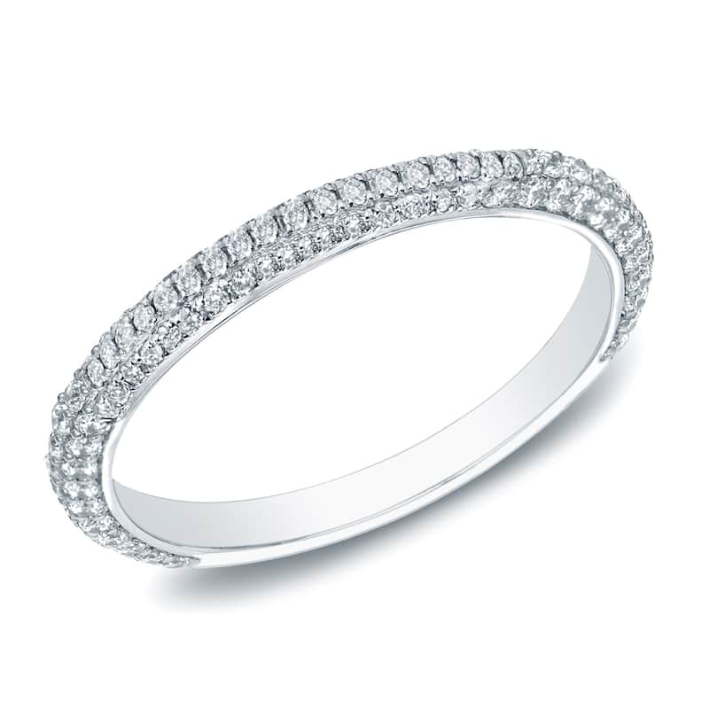 Auriya 3/5ctw Pave Diamond Wedding Band 14k Gold