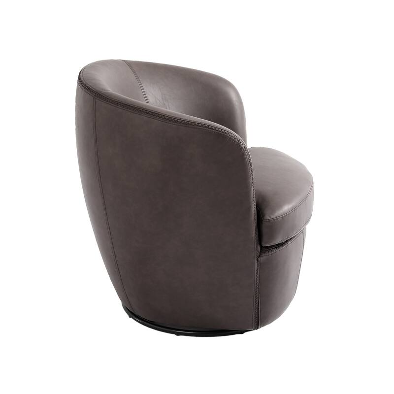 Faux Leather Swivel Barrel Accent Chair for Living Room
