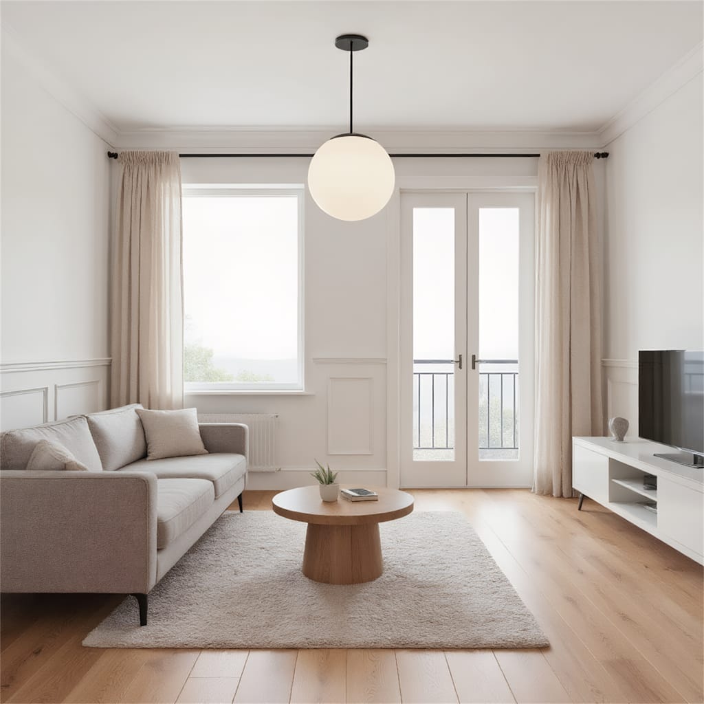 10" Diameter Etched White Glass Globe Integrated LED Pendant