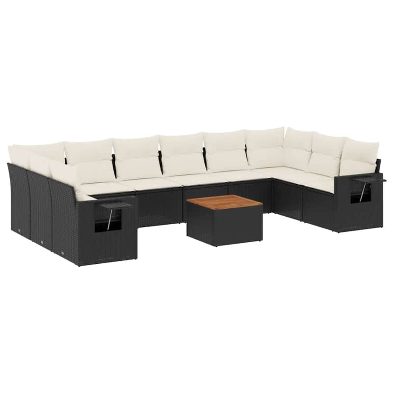 vidaXL Patio Sofa Set with Cushions Outdoor Furniture 11 Piece Poly Rattan