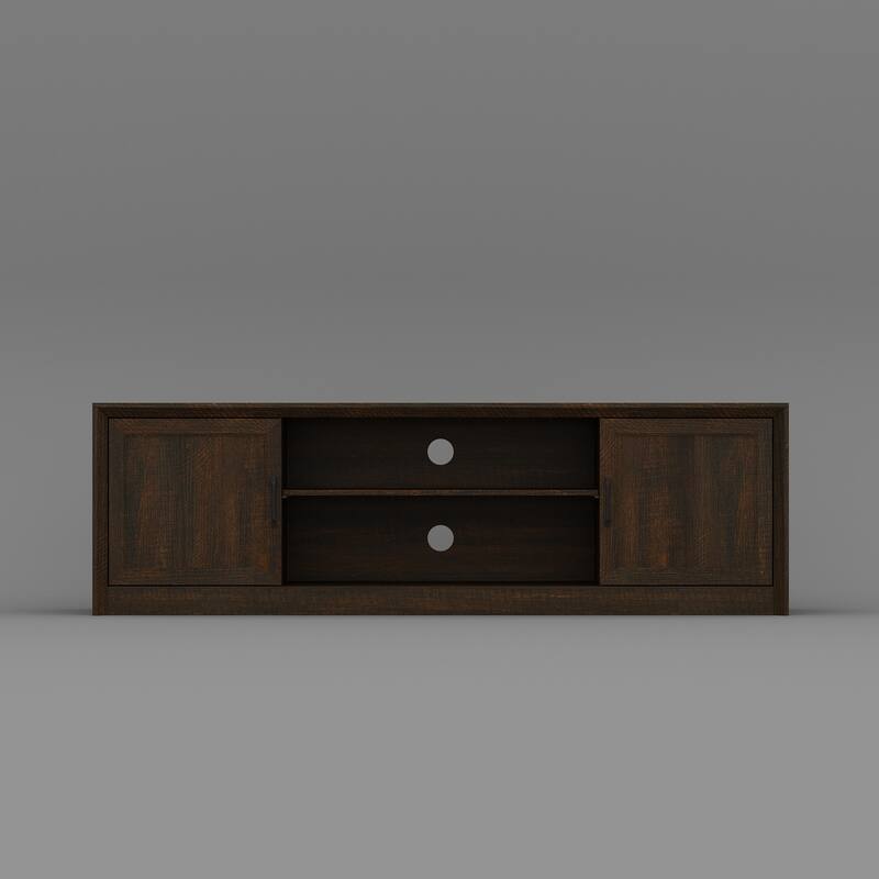 Modern TV Stand with Adjustable Shelf and Cabinet Doors, Media Console for 70” TV
