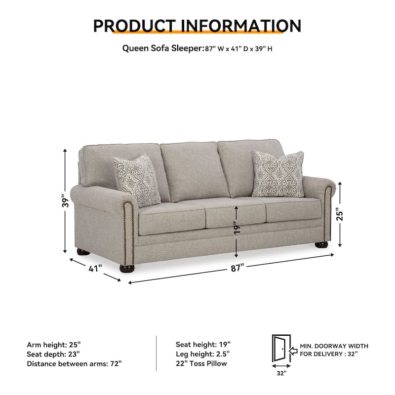 Signature Design by Ashley Gaelon Dune Queen Sofa Sleeper - 87" W x 41" D x 39" H