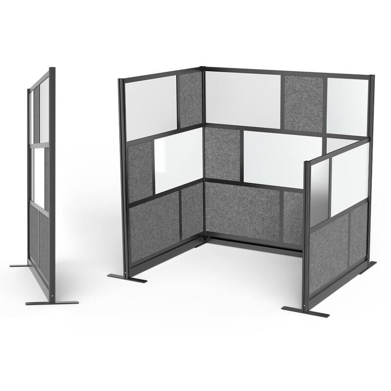 Modular Wall Room Divider System - Black Frame - 70" x 70" Starter Wall - Wide Paneling