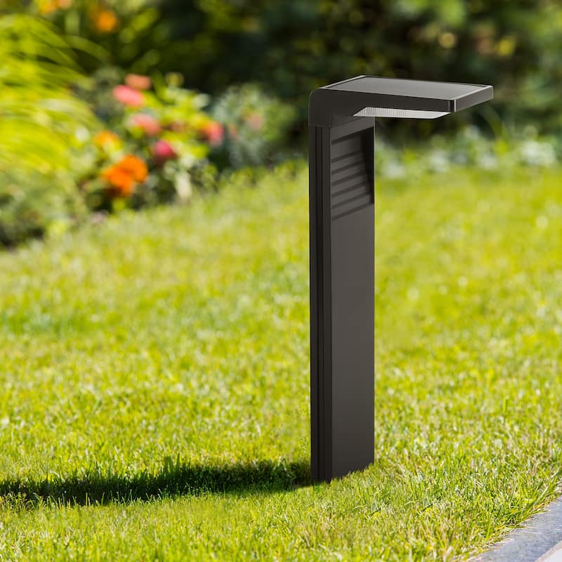 Set of 2 L-Shaped Black Solar LED Large Path Lights