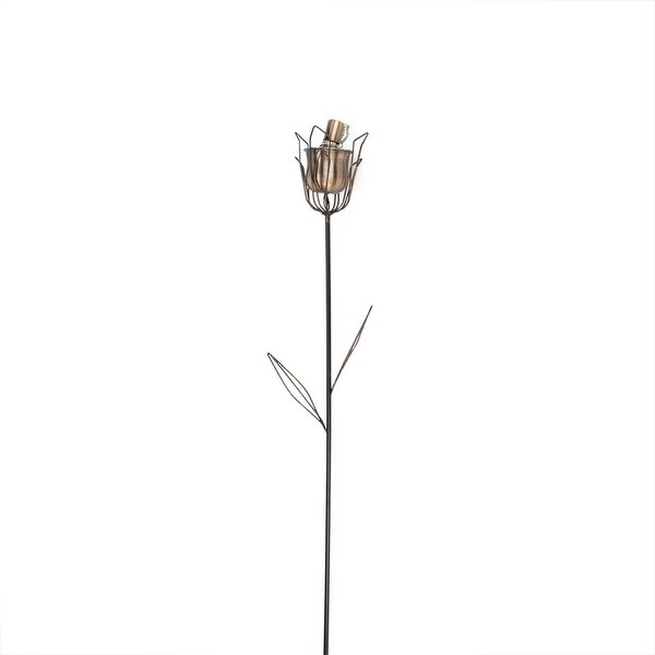 30" Brushed Copper Flower Garden Oil Lamp Outdoor Patio Torch