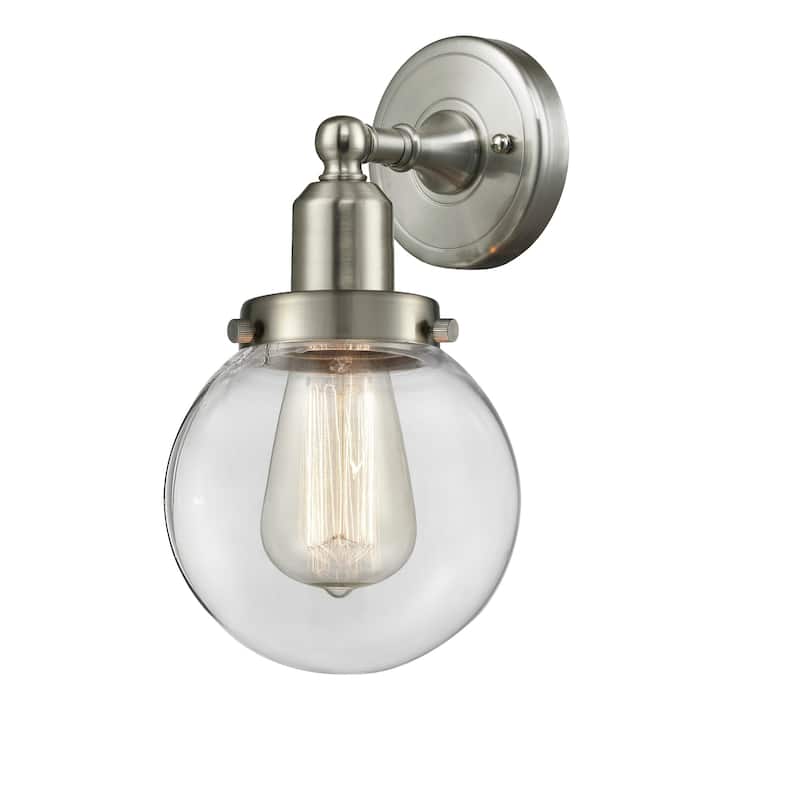 Innovations Lighting Globe Single Light 12" Tall Bathroom Sconce - Brushed Satin Nickel / Clear