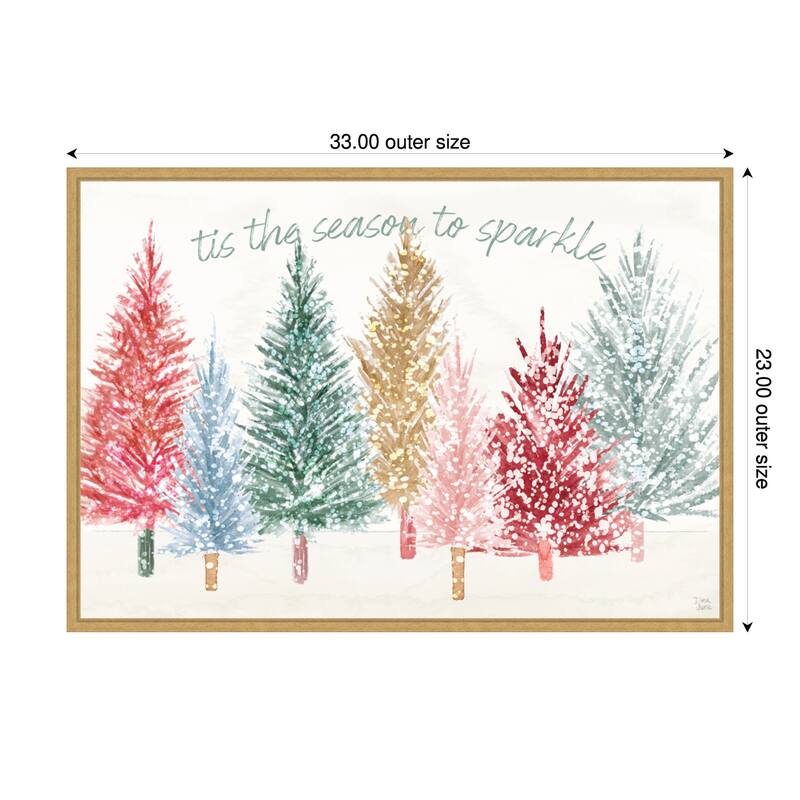 Holiday Sparkle I by Dina June Framed Canvas Wall Art Print - Sylvie Bright Gold - 33 x 23 in