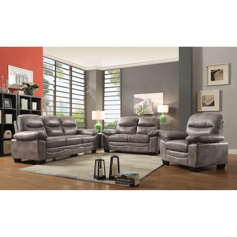 Marta 59 in. W Flared Arm Faux Leather Straight Sofa - 33"L x 59"W x 35"H - Gray