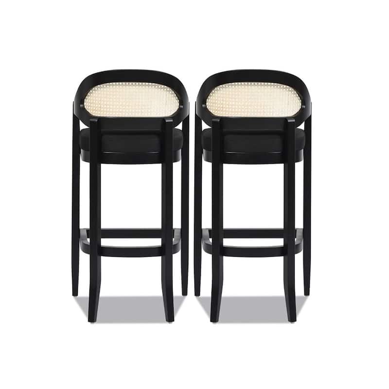 Americana Mid-Century Modern Rattan Cane Back Counter and Bar Stool