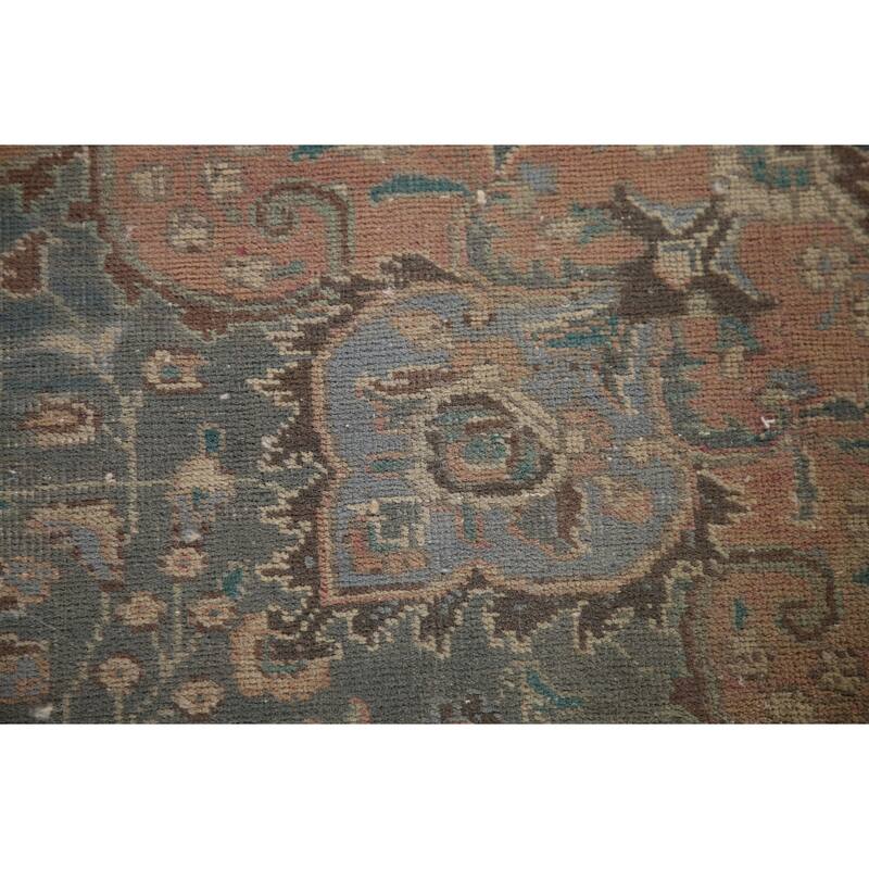 Green Tabriz Persian Vintage Area Rug Hand-knotted Wool Carpet - 6'5" x 8'11"