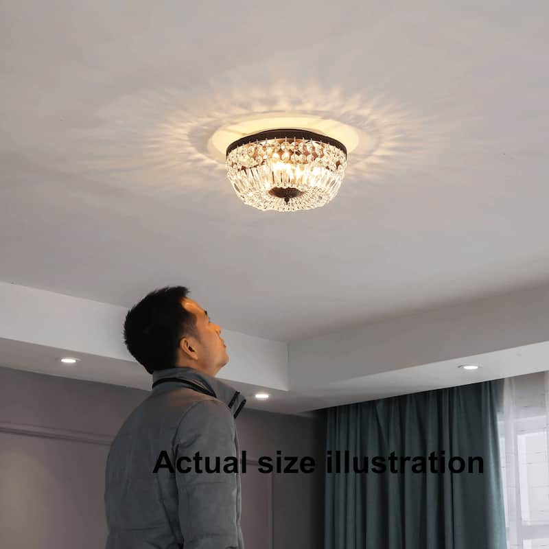 Silver Orchid Taylor 3-light Crystal Basket Flush Mount Chandelier