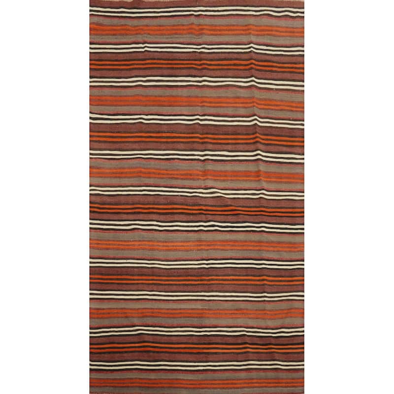 Hand Woven Oriental 100% Wool Carpet Southwestern Geometric Multi-Colored Kilim Area Rug - 9' 11'' X 5' 3''