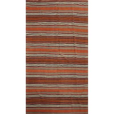 Hand Woven Oriental 100% Wool Carpet Southwestern Geometric Multi-Colored Kilim Area Rug - 9' 11'' X 5' 3''