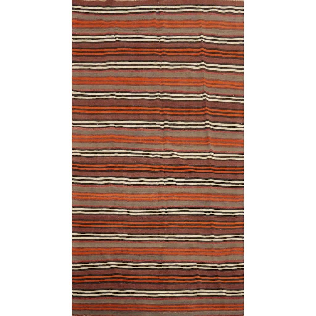 Hand Woven Oriental 100% Wool Carpet Southwestern Geometric Multi-Colored Kilim Area Rug - 9' 11'' X 5' 3''