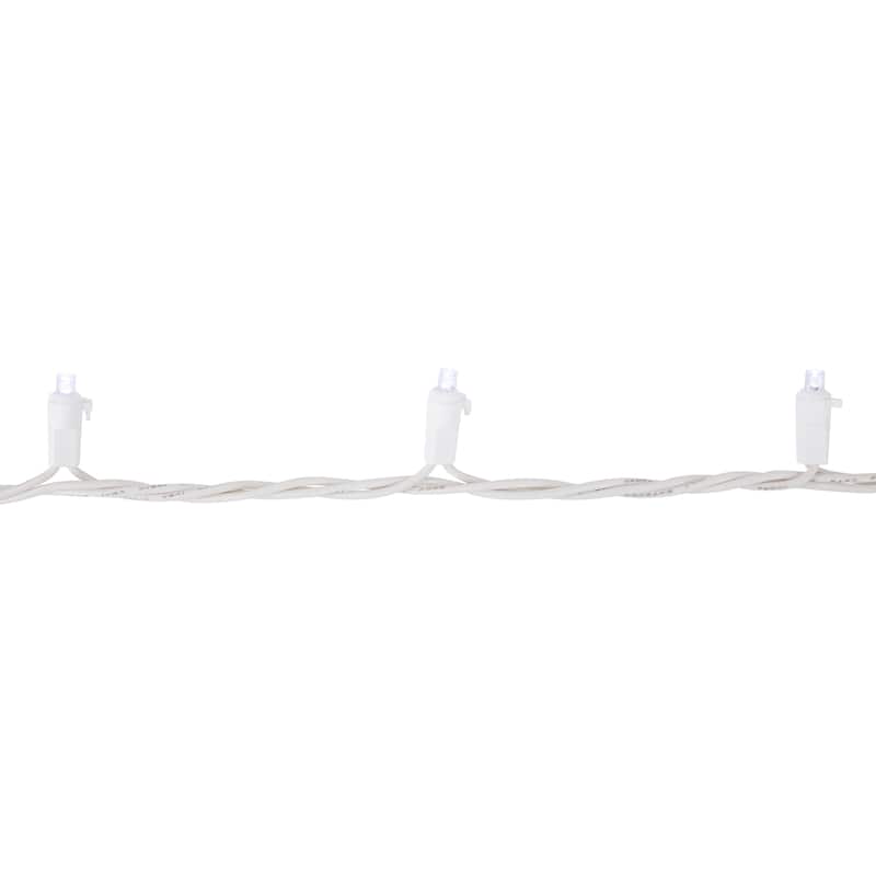 100ct Pure White LED Wide Angle Christmas Lights, 33ft White Wire