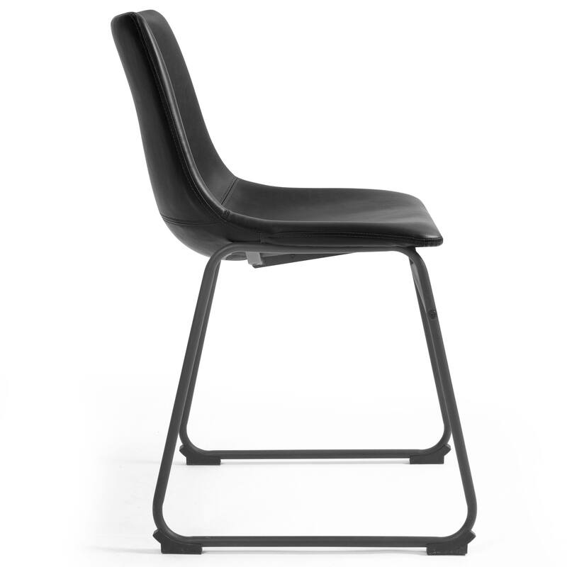 Set of 2 Adan Iron Frame Black Faux Leather Dining Chair