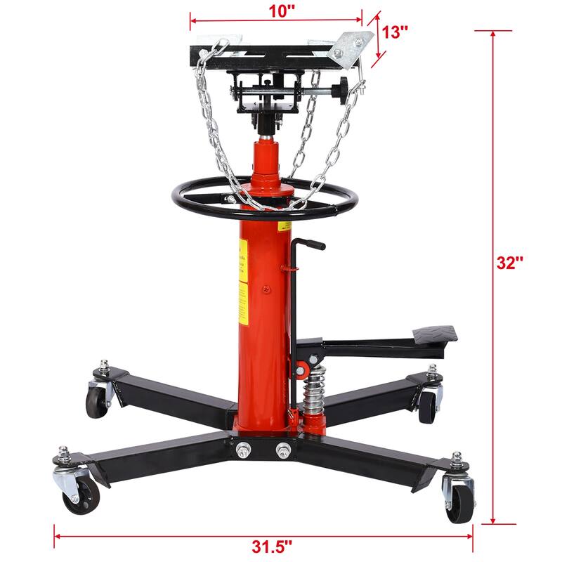 Transmission Jack High Lift 1660 Lbs Telescopic 2 Stage Hydraulic Ram Transmission Floor Jack 360° Swivel Wheel Lifting
