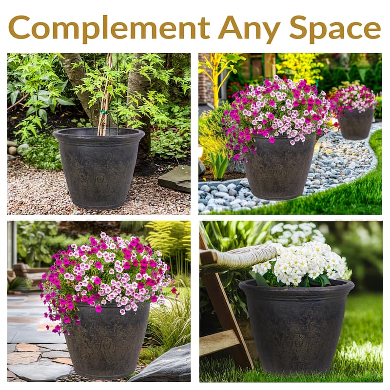 Sunnydaze Anjelica Outdoor Flower Pot Planter - Sable Finish - 24-Inch