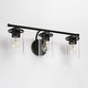 preview thumbnail 11 of 11, Modern Farmhouse 3-Light Black Bathroom Vanity Light Cylinder Glass Wall Sconce - W 21.6" x L 7.8" x H 6.7"
