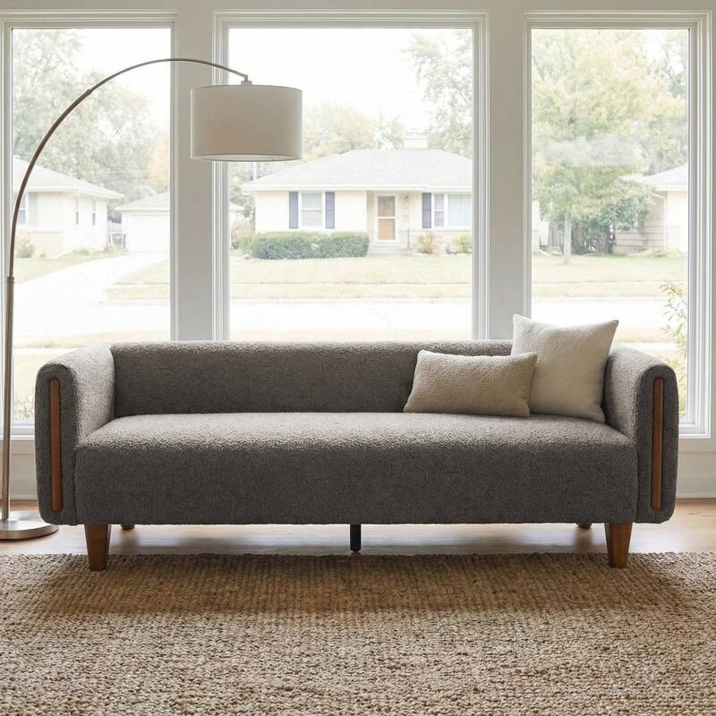 Christopher Knight Home - Soft Upholstered 78.7" 3-Seater Sofa with Rubberwood Legs
