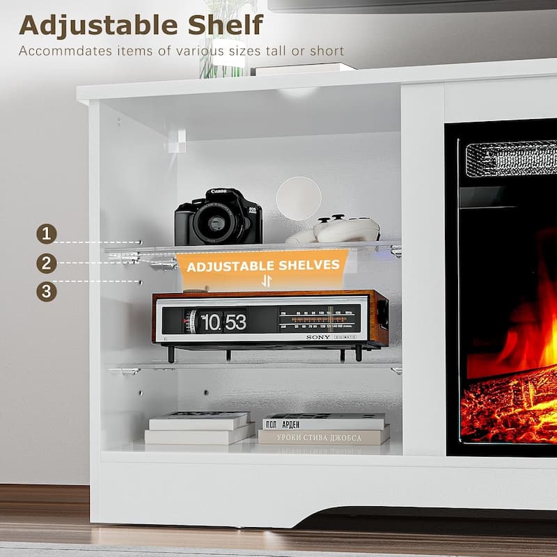 Bossin 58" Fireplace TV Stand with 18'' Electric Fireplace,Modern Entertainment Center for 65'' TVs,TV Cabinet