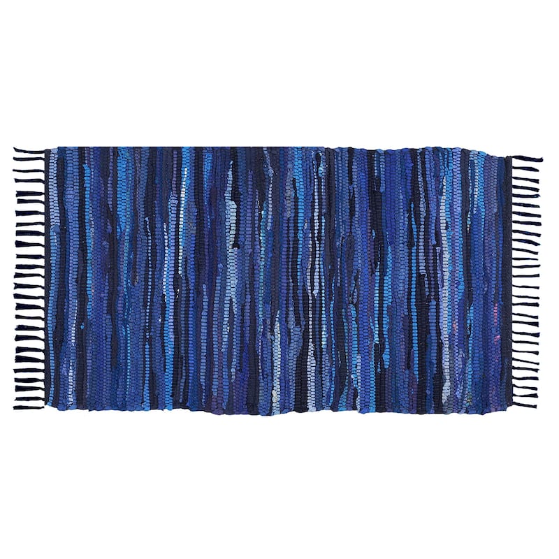 Chindi Rugs, Handmade Multipurpose Reversible Washable Colorful Cotton Rag Rug Runner 24''x36'' - Blue