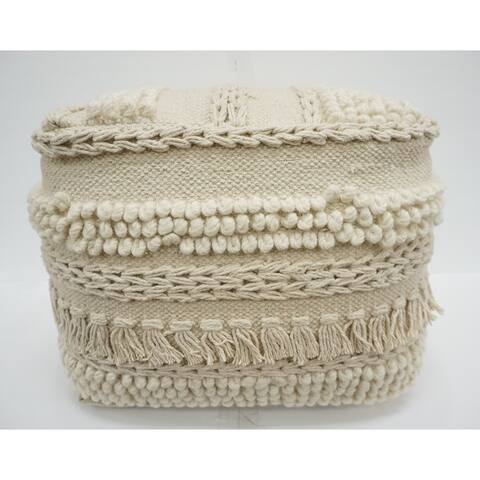 The Curated Nomad Chicory Beige Cotton Pouf Ottoman