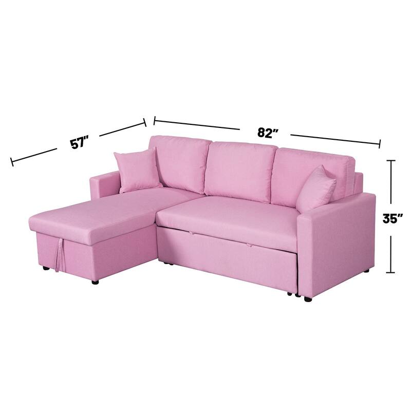 Upholstered Sleeper Sectional Sofa with Storage Chaise