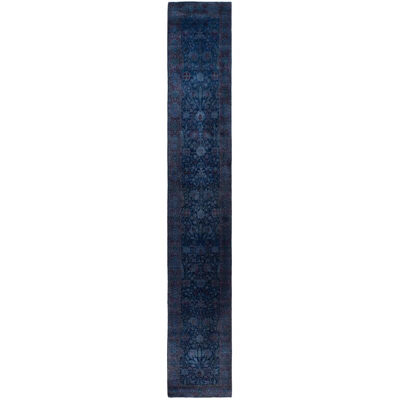 Overdyed One-of-a-Kind Hand-Knotted Runner Rug - Navy - 2' 8" x 15' 8"
