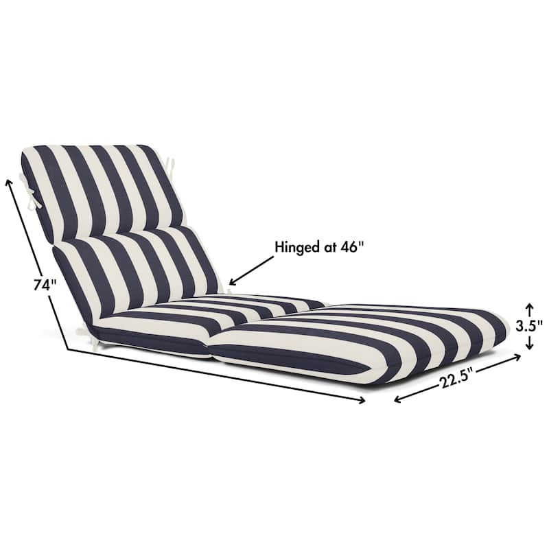 Casual Cushion Sunbrella® Fabric 1-Piece Outdoor Chaise Cushion, 22.5"W x 74"L - 22.5"W x 74"L